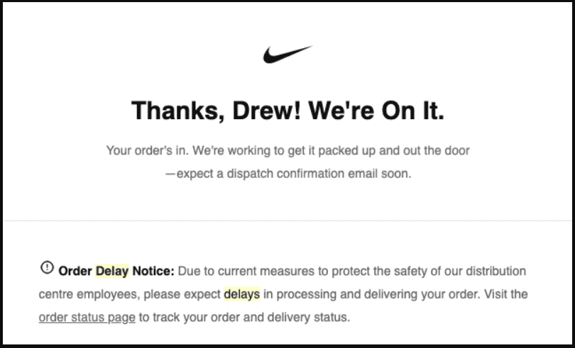 late delivery notification