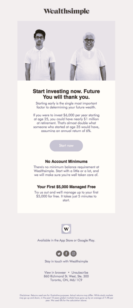 Financial Services Email Marketing Examples Wealthsimple