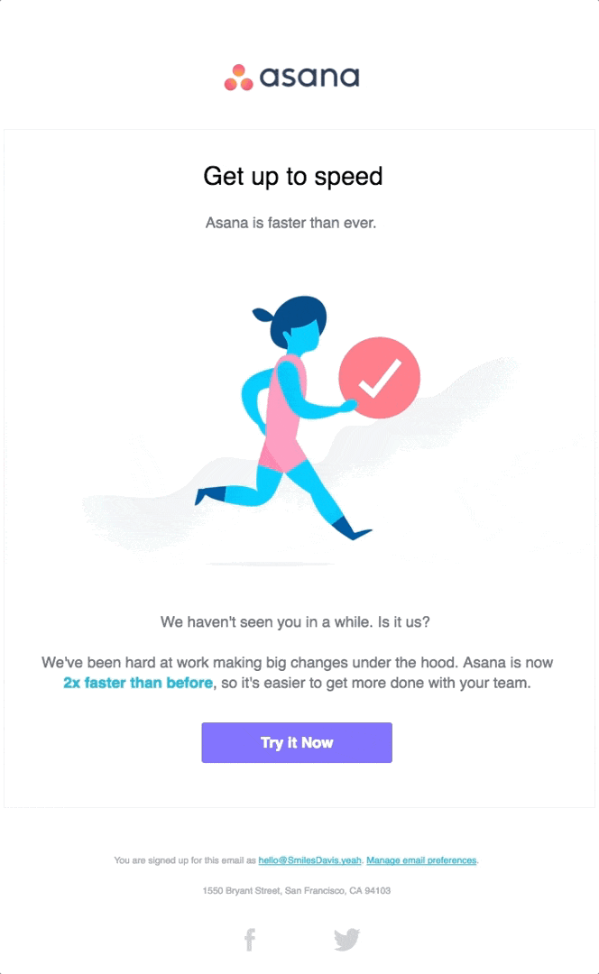 re engagement email examples Asana